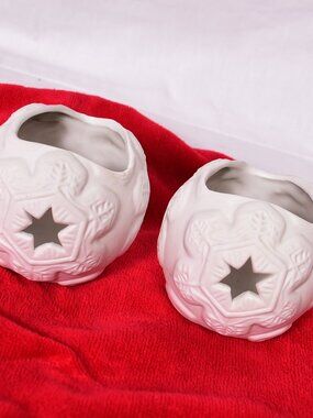 Pair of Snow Flake Votive Holder Christmas Holiday Household Decoration